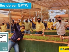 Barenbrug do Brasil conquistou o 3º lugar no ranking GPTW 2021 entre multinacionais de pequeno porte, destacando seu ambiente de trabalho.